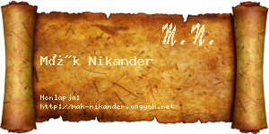 Mák Nikander névjegykártya